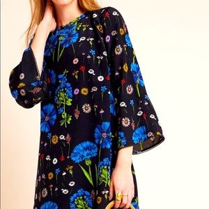 100% SILK Maeve Anthropologie Lucinda Blossom Flare Sleeve Tunic Dress